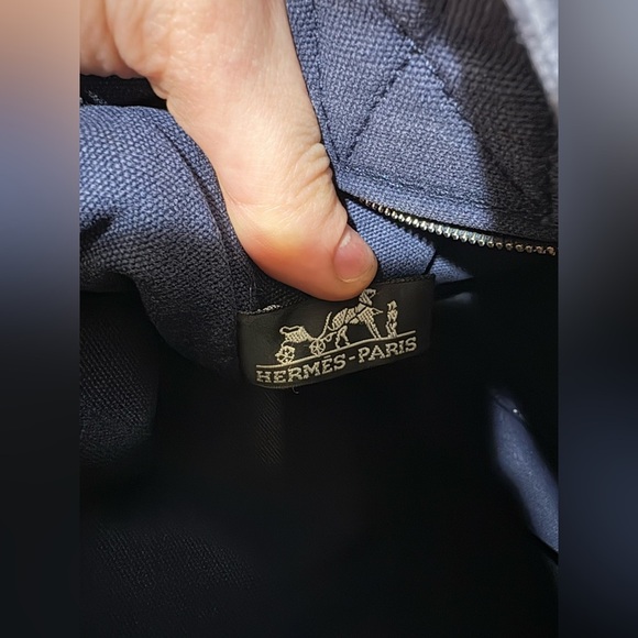 Hermes Navy Canvas Tote - Picture 8 of 11